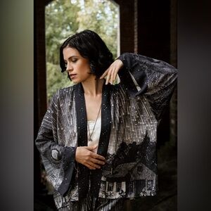 Market of Stars Stargazer Cropped Bamboo Kimono Cardigan.